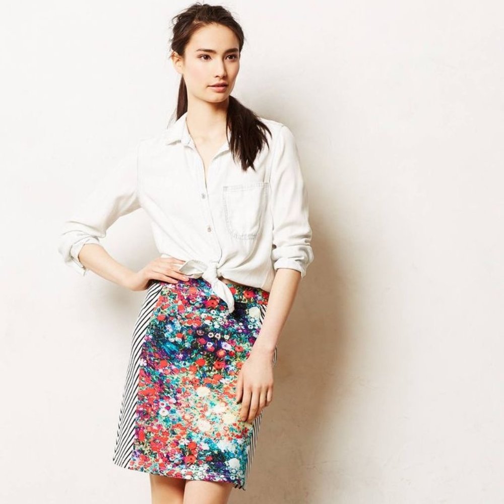 Anthropologie Tabitha Meadow Lined Pencil Skirt